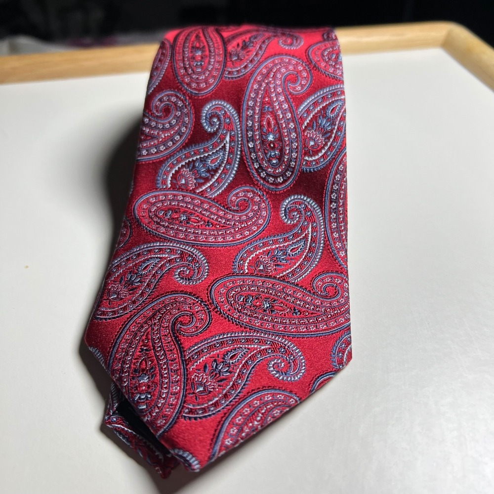 Croft & Barrow Mens Necktie 100% Silk Paisley Red One Size‎